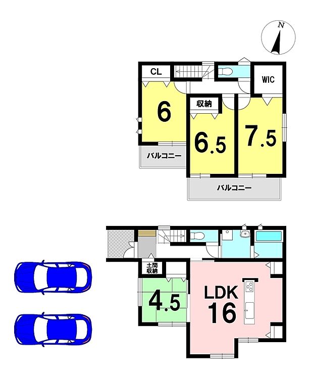 【4LDK】4LDKの間取り
駐車2台可能