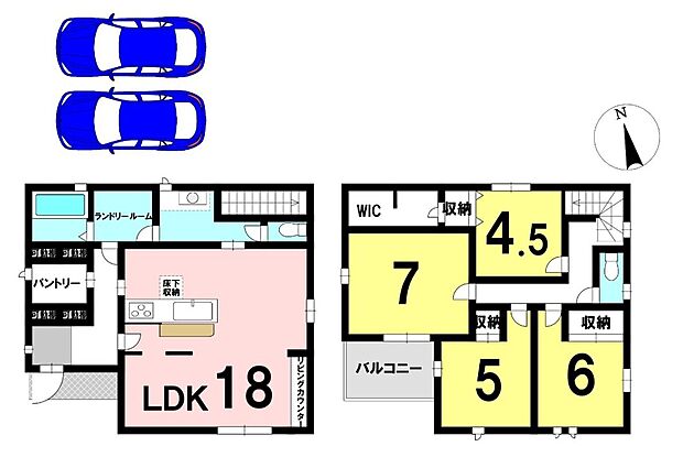 【4LDK】4LDKの間取り
駐車3台可能