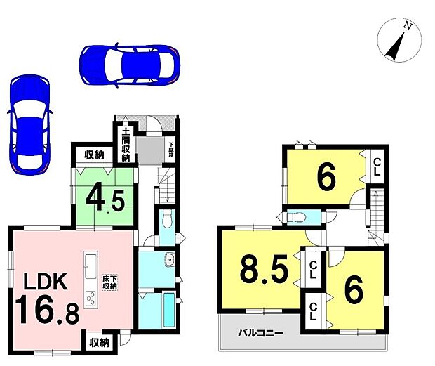 【4LDK】4SLDKの間取り
駐車2台可能