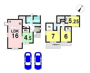 4LDKの間取り
駐車2台可能 