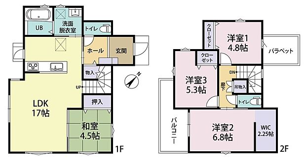 【間取り・2号地】
対面式キッチン&リビング階段を採用♪
LDK横の和室はお昼寝スペースや家事スペースに☆
バルコニーは南西向きで、洗濯物を気持ち良く乾かせそうです。