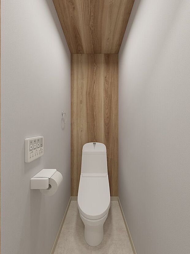 【【トイレ・イメージパース】】トイレは各階に配置♪来客時も気兼ねなく使用できます。
朝の混雑も緩和できそうです。