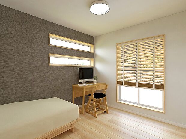 【【2号地・洋室パース】】バルコニーに面した洋室。
掃き出し窓から、明るい陽光がたっぷりと注ぎます♪