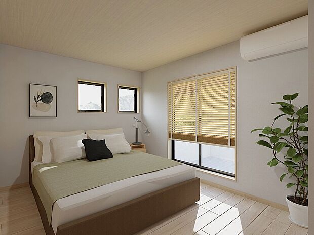 【【3号地・洋室パース】】明るくシンプルな内装♪
各居室にたっぷりの収納を設けています！