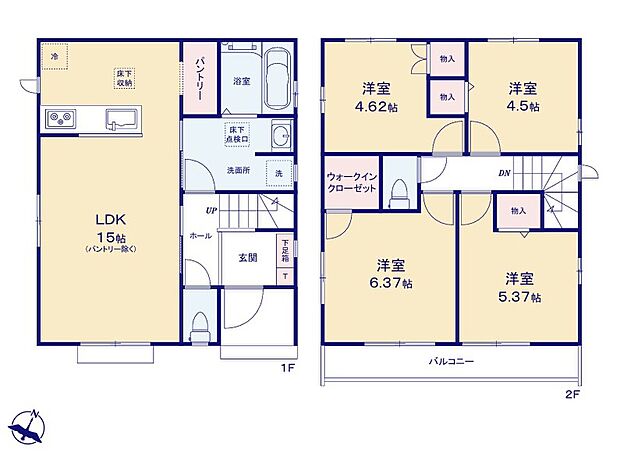 (B号棟)、4LDK、土地面積82.29m2、建物面積86.94m2
