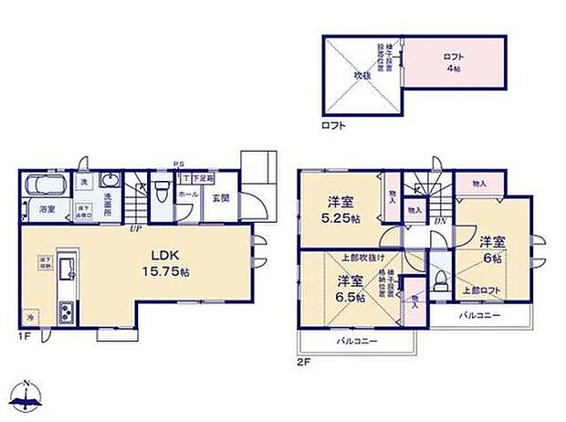 (A号棟)、3LDK、土地面積80.75m2、建物面積80.73m2

