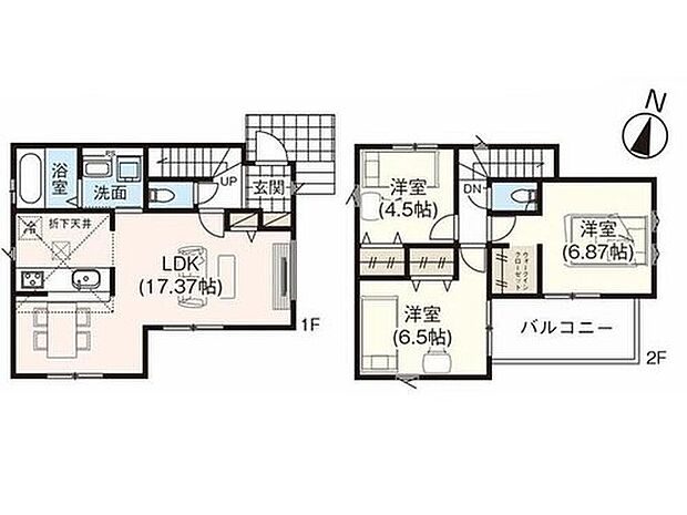 【3LDK】17帖の広いリビングは家族のだんらんはもちろん、お子様のリビング学習にもぴったり♪
全居室収納付き♪主寝室には大容量のウォークインクローゼットつき♪
水回り集中設計で家事動線がスムーズ♪