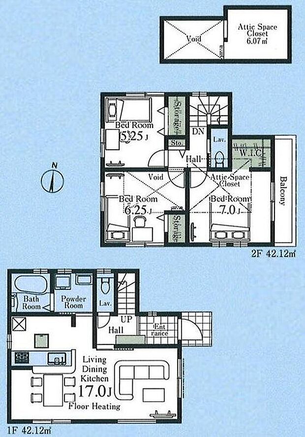 【3LDK】◇家族の顔が見える人気の対面式キッチン♪
◇7帖の主寝室にWICを完備♪
◇居室を2階に集約し、プライバシーにも配慮♪