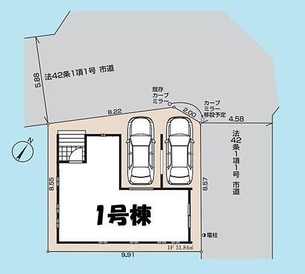 【全体区画図】カースペースはお車2台分を確保いたしました。内、1台分のスペースは、愛車を埃や強い陽射しから守るビルトインガレージとなっております。ご家族の自転車も駐輪することも可能です♪