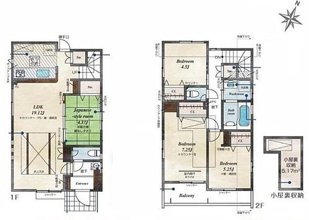 【4LDK】プライベート感を保てる和室を完備しており、来客時の宿泊スペースや書斎などにお使い頂けます♪