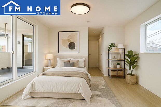 ■内装写真■
各部屋にクローゼット付き。
ベッドを置いてもスペースが確保できます。
※インテリアはCG加工で合成したイメージです。