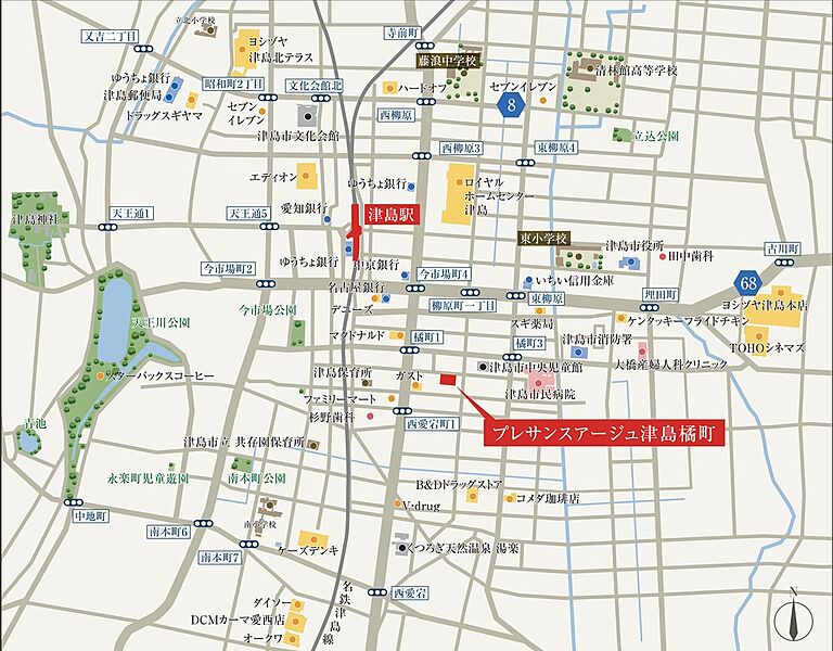 生活利便施設が徒歩10分圏内に揃う、利便性の高いロケーション