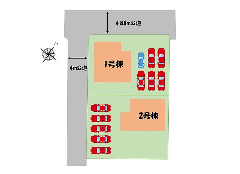 広々カースペースを確保しました！
お庭としても十分な広さがございます♪