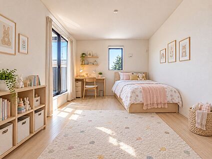 子供部屋に家具を配置したイメージ画像