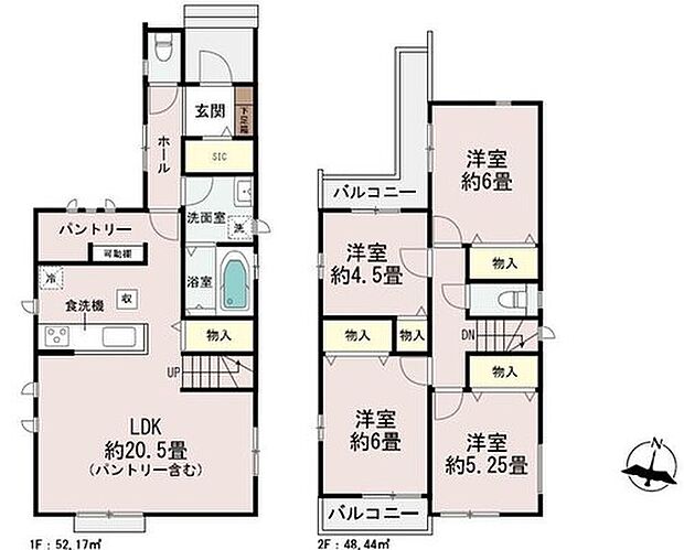 4LDK、土地面積101.6m2、建物面積100.61m2 西武新宿線「下井草」駅徒歩14分。
４LDK＋パントリー＋カースペース
長期優良住宅です。