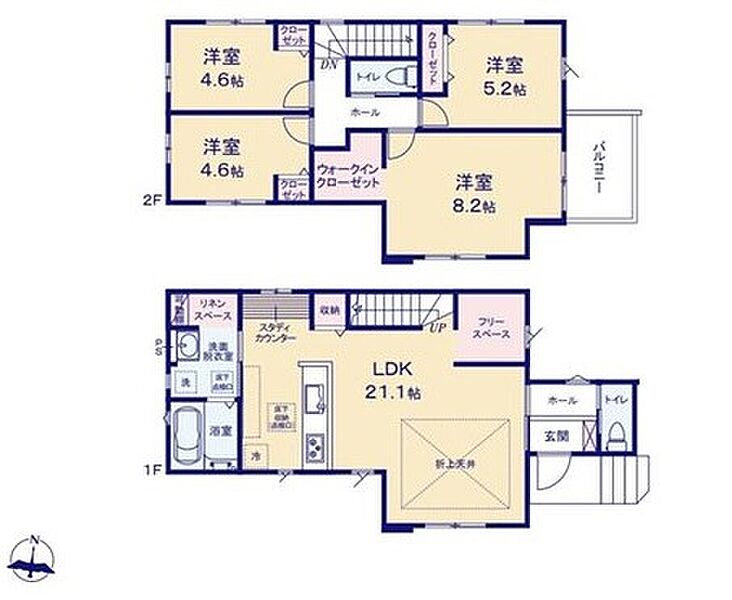 (１号棟)、価格3098万円、4LDK+S、土地面積126.32m2、建物面積102.4m2