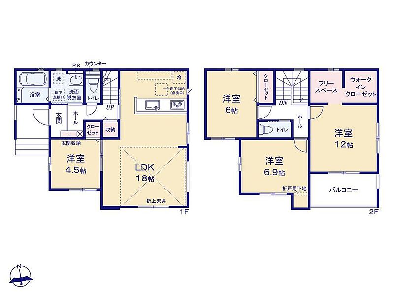 (1号棟)、価格3398万円、4LDK、土地面積165.29m2、建物面積105.84m2