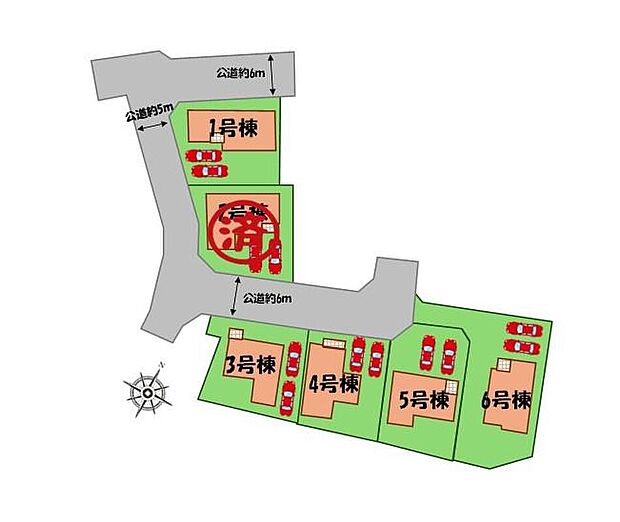 ≪全体区画図≫
駐車２台可能（車種による）！