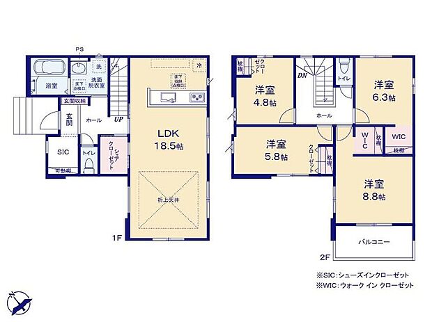 (１号棟)、価格4299万円、4LDK、土地面積127.9m2、建物面積105.55m2