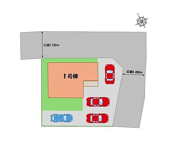 ≪全体区画図≫
駐車4台可能(車種による)!
急な来客時や、ご家族の自転車スペースとしても大活躍♪