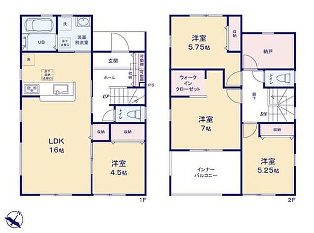 【4LDK+S】納戸は壁に突っ張り棒を付ければ、クローゼットとして使えます。扇風機やこたつなどの電化製品、クリスマスツリーなどのイベント用品等をしまっておくのにも便利です。