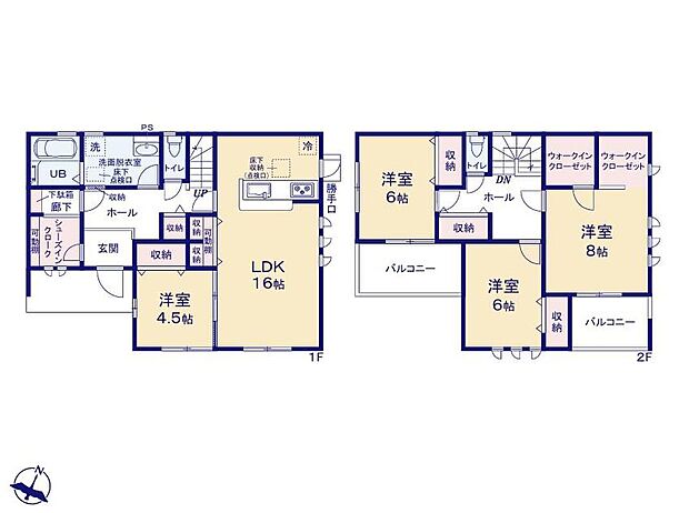 【4LDK】玄関は、靴以外に傘やホウキ等の清掃用品・園芸用品と物があふれがちです！シューズインクローク完備ですので、モノで雑然としがちな玄関をスッキリとした状態に保てます！