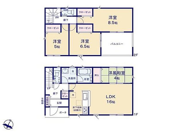 【4LDK】主寝室が８帖以上あると、書斎スペースやドレッサー、テレビ等を置いても余裕の広さです！多目的な使い方も可能ですね！広さが暮らしの質を高めてくれます。