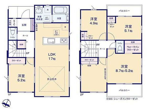 【4LDK】可動式間仕切りは住まい空間を有効活用することが効果的な設備です。家族構成やライフスタイルなどの環境の変化に柔軟に対応することが可能です。