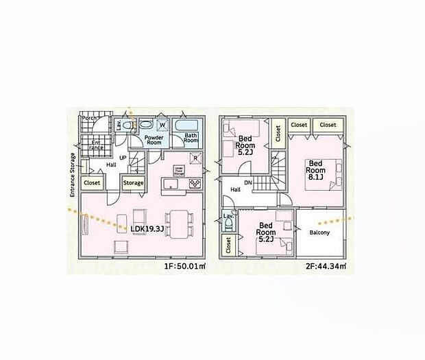 【3LDK】19.3帖の広々LDK！テーブル、ソファといった生活に必要な家具はもちろんゆったりと置くことができますし、観葉植物や間接照明などを置いて自分好みのリビングにレイアウトできます！