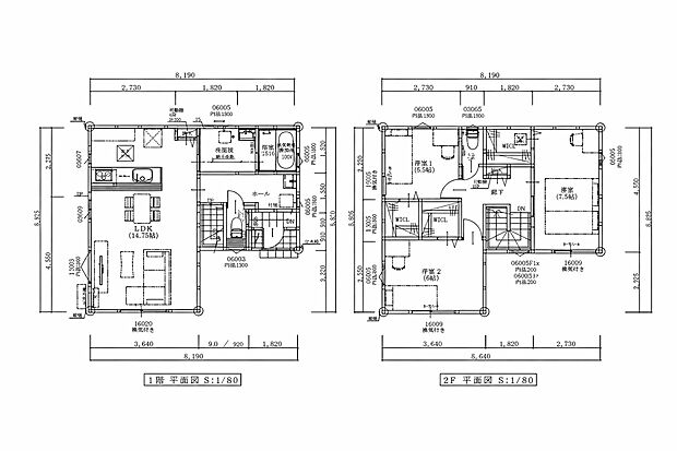 LDKは、水回りをまとめた効率的な家事動線を確保できるよう配置。
2階はCL完備の寝室と洋室！キッチンと2階ホールに物入を設置したプランになっています♪