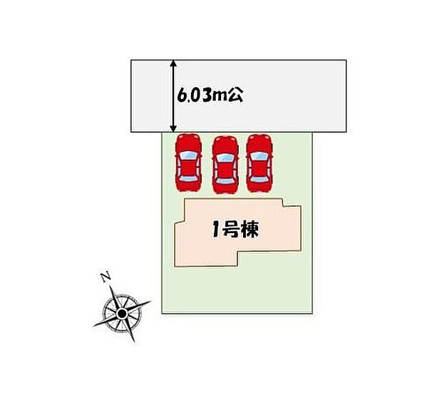 ≪全体区画図≫
カースペース3台分♪きれいな整形地♪