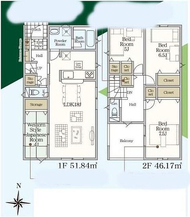 リビング隣の和室は、客間としは勿論、お昼寝スペースや書斎など、多目的にお使い頂けますので、大変便利です♪2階に4部屋をまとめることで、ご家族それぞれのプライベート空間も保てますね♪