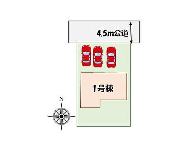 ≪全体区画図≫
カースペース3台分♪敷地面積54坪で広々しています♪