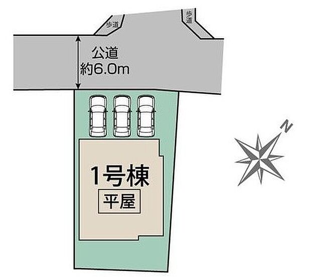 ≪全体区画図≫
カースペース３台分♪前面道路公道６ｍで駐車も楽々♪