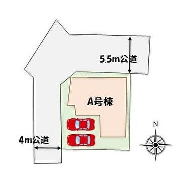 【全体区画図】
角地につき陽当たり良好♪解放感溢れる邸宅です♪