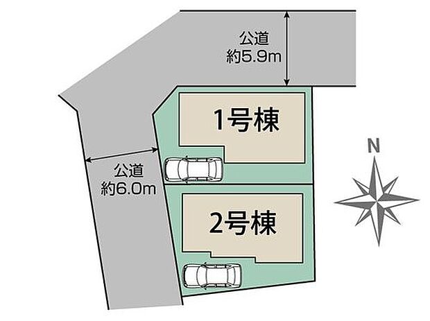 ≪全体区画図≫
カースペース1台分♪角地につき陽当たり良好♪