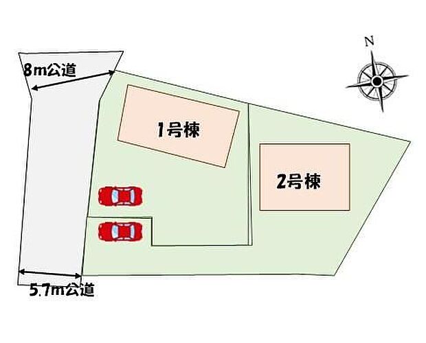 ≪全体区画図≫カースペースあり♪（車種により２台駐車可能）