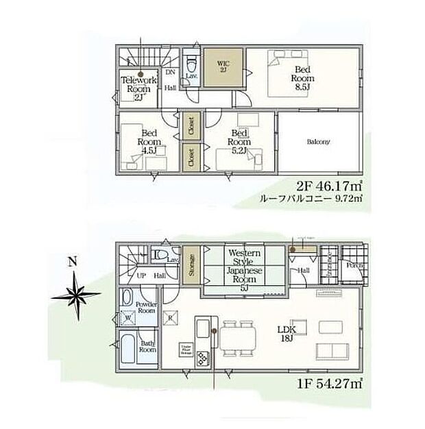 (5号棟)、価格2488万円、4LDK、土地面積309.88m2、建物面積100.44m2 