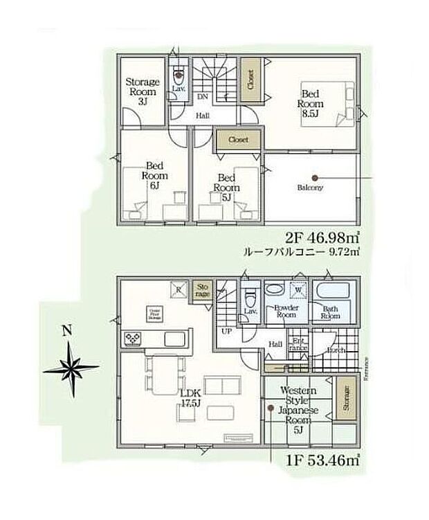 (8号棟)、価格2688万円、4LDK+S、土地面積185.46m2、建物面積100.44m2