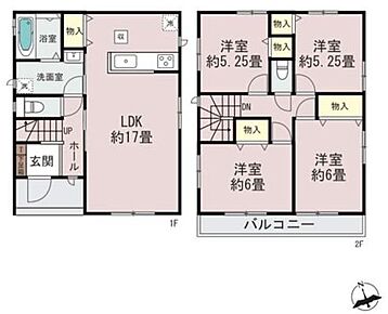 ご家族が集う空間と、個の時間を大切にする居室をしっかり分け合える２階４居室プラン♪対面式キッチンですので、お食事の準備をしながらご家族との会話を楽しめます。 