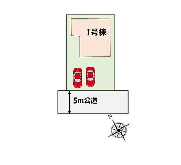 【全体区画図】カースペース２台分♪敷地面積５０坪の明るい整形地♪