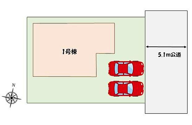 【全体区画図】カースペース２台分♪