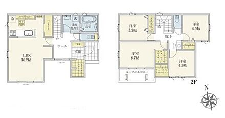 キッチンのすぐ横のパントリーにはミネラルウォーターや調味料などの置き場所に最適♪
2階に4部屋をまとめることで、ご家族それぞれのプライベート空間も保てますね。 
