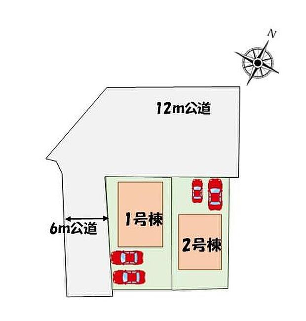 【≪全体区画図≫】駐車場２台分♪角地につき陽当たり良好♪