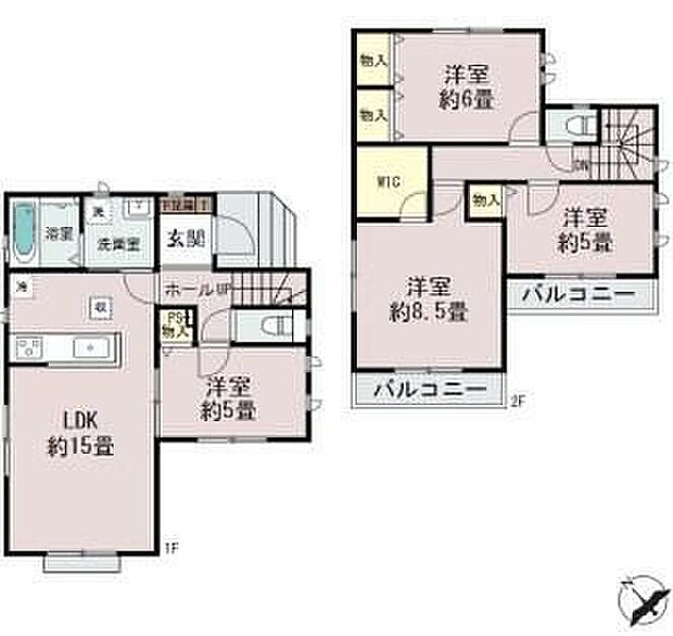 【3LDK】リビング隣の洋室には、客間としは勿論、お昼寝スペースや書斎など、多目的にお使い頂けますので、大変便利です♪ウォークインクローゼット完備で収納にも困りません♪