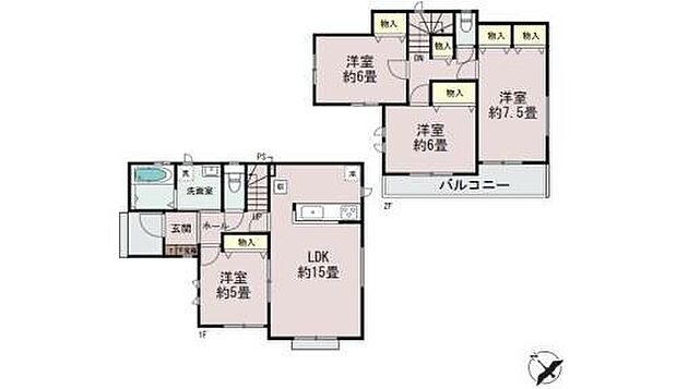 【4LDK】全居室南向きの明るい邸宅♪暖かな雰囲気のLDK。ご家族が自然と集まる穏やかな暮らしがイメージできますね♪横にある5帖洋室はお子様のお昼寝や来客時に大変便利になります♪