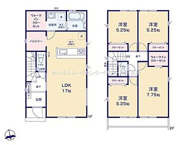 ご家族が集う空間と、個の時間を大切にする居室をしっかり分け合える２階４居室プラン♪
キッチンには大型パントリー設置で買い置きなどの収納にも困りません♪ 