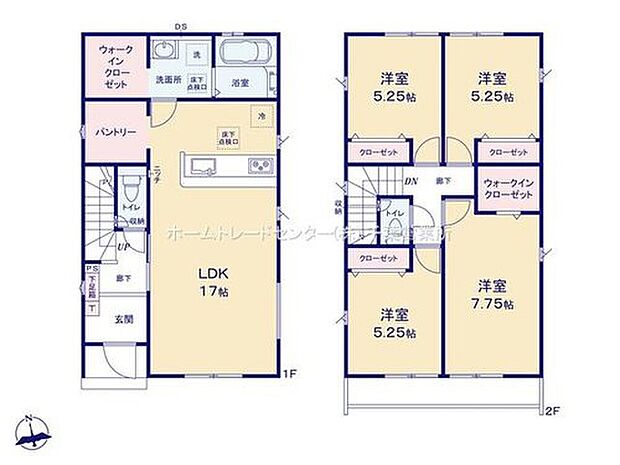 【4LDK】ご家族が集う空間と、個の時間を大切にする居室をしっかり分け合える2階4居室プラン♪
キッチンには大型パントリー設置で買い置きなどの収納にも困りません♪