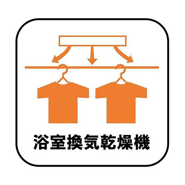 【【浴室乾燥機】】雨の日や冬場のお洗濯に嬉しい装備。洗濯物を乾かすだけでなく、入浴の度に換気機能で湿気を排出できるためカビの防止にもなります。