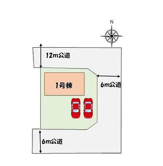 【全体区画図】敷地面積50坪超♪カースペース2台分☆(車種による)